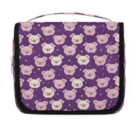 Trousse de toilette de voyage avec visages de cochon mignons pour femmes, hommes, filles, garçons, enfants, trousse de maquillage, trousse de toilette à suspendre, trousse de toilette, trousse de