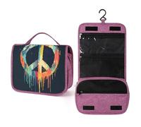 Trousse de toilette de voyage colorée avec signe d'espoir de paix pour femme, organiseur de maquillage à suspendre avec crochet pour shampooing