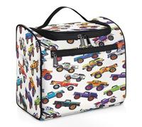 Trousse de toilette de voyage colorée Monster Trucks pour femmes, hommes, enfants, filles, garçons, grande trousse de maquillage à suspendre de 11,2 L, trousse de toilette, trousse de douche, couleur,