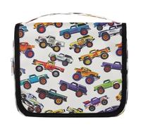 Trousse de toilette de voyage colorée Monster Trucks pour femmes, hommes, filles, garçons, enfants, trousse de maquillage, trousse de toilette à suspendre, trousse de toilette, trousse de douche,