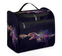 Trousse de toilette de voyage colorée T-rex dinosaure pour femmes, hommes, enfants, filles, garçons, grande trousse de maquillage à suspendre de 11,2 L, trousse de toilette, trousse de douche,