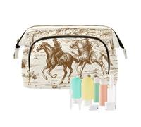 Trousse de toilette de voyage - Cowboys du désert américain - Pour femmes, hommes et filles - Étanche - Motif animal - Trousse de rangement pour les essentiels de voyage, multicolore, Trousse de