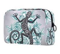 Trousse De Toilette De Voyage Datura Lézard Salamandre Rose Fond Organisateur Portable Professionnel Sac De Maquillage Cosmétique Organisateur Boîtes De Maquillage