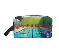 Trousse de toilette de voyage de grande capacité avec flamant rose et piscine pour organiser les articles de toilette et les petits articles adaptée pour les voyages quotidiens et la salle de sport