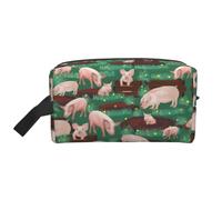 Trousse de toilette de voyage de grande capacité Motif cochons dans la ferme Étanche Légère Vacances
