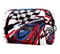 Trousse De Toilette De Voyage Dessin Animé Voiture De Course Rouge Et Bleue Organisateur Portable Professionnel Sac De Maquillage Cosmétique Organisateur Boîtes De Maquillage