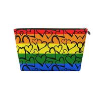 Trousse de toilette de voyage en cuir à motif arc-en-ciel Gay Pride - Organiseur réutilisable d'accessoires de maquillage - Pochette à fermeture éclair pour le rangement quotidien