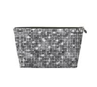 Trousse de toilette de voyage en cuir à paillettes argentées - Organiseur réutilisable d'accessoires de maquillage - Pochette à fermeture éclair pour un rangement quotidien, doré, taille unique