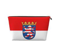 Trousse de toilette de voyage en cuir avec drapeau de Hesse - Organiseur réutilisable d'accessoires de maquillage - Pochette à fermeture éclair pour un rangement quotidien, doré, taille unique
