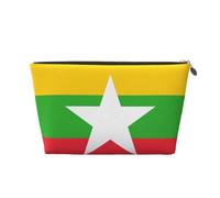 Trousse de toilette de voyage en cuir avec drapeau de la Birmanie, organiseur réutilisable d'accessoires de maquillage - Pochette à fermeture éclair pour un rangement quotidien, doré, taille unique