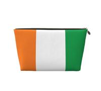 Trousse de toilette de voyage en cuir avec drapeau de la Côte d'Ivoire - Organiseur réutilisable d'accessoires de maquillage - Pochette à fermeture éclair pour un rangement quotidien, doré, taille