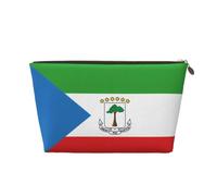 Trousse de toilette de voyage en cuir avec drapeau de la Guinée équatoriale - Organiseur réutilisable d'accessoires de maquillage - Pochette à fermeture éclair pour un rangement quotidien, doré