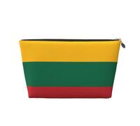 Trousse de toilette de voyage en cuir avec drapeau de la Lituanie - Organiseur réutilisable d'accessoires de maquillage - Pochette à fermeture éclair pour un rangement quotidien, doré, taille unique