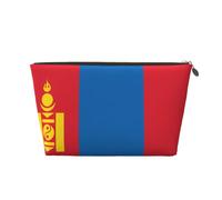 Trousse de toilette de voyage en cuir avec drapeau de la Mongolie - Organiseur réutilisable d'accessoires de maquillage - Pochette à fermeture éclair pour le rangement quotidien, doré, taille unique