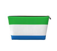 Trousse de toilette de voyage en cuir avec drapeau de la Sierra Leone - Organiseur réutilisable d'accessoires de maquillage - Pochette à fermeture éclair pour le rangement quotidien, doré, taille