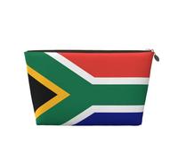 Trousse de toilette de voyage en cuir avec drapeau de l'Afrique du Sud - Organiseur réutilisable d'accessoires de maquillage - Pochette à fermeture éclair pour le rangement quotidien, doré, taille