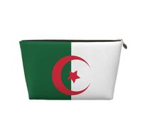 Trousse de toilette de voyage en cuir avec drapeau de l'Algérie - Organiseur réutilisable d'accessoires de maquillage - Pochette à fermeture éclair pour un rangement quotidien, doré, taille unique