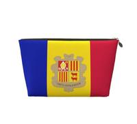 Trousse de toilette de voyage en cuir avec drapeau de l'Andorre - Organiseur réutilisable d'accessoires de maquillage - Pochette à fermeture éclair pour le rangement quotidien, doré, taille unique