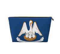 Trousse de toilette de voyage en cuir avec drapeau de l'État de la Louisiane - Organiseur réutilisable d'accessoires de maquillage - Pochette à fermeture éclair pour un rangement quotidien, doré