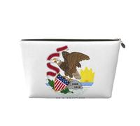 Trousse de toilette de voyage en cuir avec drapeau de l'État de l'Illinois - Organiseur réutilisable d'accessoires de maquillage - Pochette à fermeture éclair pour un rangement quotidien, doré, taille