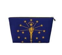 Trousse de toilette de voyage en cuir avec drapeau de l'État de l'Indiana, organiseur réutilisable d'accessoires de maquillage - Pochette à fermeture éclair pour un rangement quotidien, doré, taille