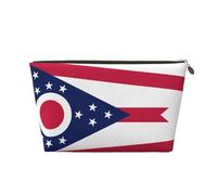 Trousse de toilette de voyage en cuir avec drapeau de l'État de l'Ohio - Organiseur réutilisable d'accessoires de maquillage - Pochette à fermeture éclair pour un rangement quotidien, doré, taille
