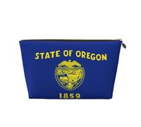 Trousse de toilette de voyage en cuir avec drapeau de l'État de l'Oregon - Organiseur réutilisable d'accessoires de maquillage - Pochette à fermeture éclair pour un rangement quotidien, doré, taille