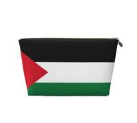 Trousse de toilette de voyage en cuir avec drapeau de l'État de Palestine - Organiseur réutilisable d'accessoires de maquillage - Pochette à fermeture éclair pour le rangement quotidien, doré, taille