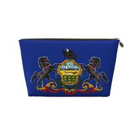 Trousse de toilette de voyage en cuir avec drapeau de l'État de Pennsylvanie - Organiseur réutilisable d'accessoires de maquillage - Pochette à fermeture éclair pour un rangement quotidien, doré