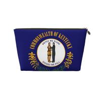 Trousse de toilette de voyage en cuir avec drapeau de l'État du Kentucky - Organiseur réutilisable d'accessoires de maquillage - Pochette à fermeture éclair pour un rangement quotidien, doré, taille