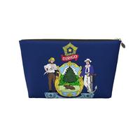 Trousse de toilette de voyage en cuir avec drapeau de l'État du Maine - Organiseur réutilisable d'accessoires de maquillage - Pochette à fermeture éclair pour un rangement quotidien, doré, taille