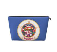 Trousse de toilette de voyage en cuir avec drapeau de l'État du Minnesota - Organiseur réutilisable d'accessoires de maquillage - Pochette à fermeture éclair pour un rangement quotidien, doré, taille