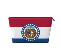 Trousse de toilette de voyage en cuir avec drapeau de l'État du Missouri - Organiseur réutilisable d'accessoires de maquillage - Pochette à fermeture éclair pour un rangement quotidien, doré, taille