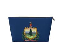 Trousse de toilette de voyage en cuir avec drapeau de l'État du Vermont - Organiseur réutilisable d'accessoires de maquillage - Pochette à fermeture éclair pour un rangement quotidien, doré, taille