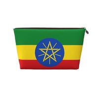 Trousse de toilette de voyage en cuir avec drapeau de l'Éthiopie - Organiseur réutilisable d'accessoires de maquillage - Pochette à fermeture éclair pour un rangement quotidien, doré, taille unique