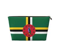 Trousse de toilette de voyage en cuir avec drapeau du Commonwealth de la Dominique - Organiseur réutilisable d'accessoires de maquillage - Pochette à fermeture éclair pour le rangement quotidien, doré