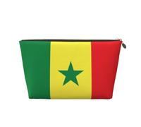 Trousse de toilette de voyage en cuir avec drapeau du Sénégal - Organiseur réutilisable d'accessoires de maquillage - Pochette à fermeture éclair pour un rangement quotidien, doré, taille unique