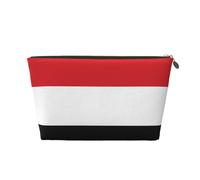 Trousse de toilette de voyage en cuir avec drapeau du Yémen - Organiseur réutilisable d'accessoires de maquillage - Pochette à fermeture éclair pour le rangement quotidien, doré, taille unique