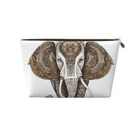Trousse de toilette de voyage en cuir avec fermeture éclair, motif éléphant avec art, trousse de maquillage pour femme, petite trousse de maquillage pour sac à main, trousse de voyage portable, sac ca