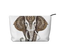 Trousse de toilette de voyage en cuir avec fermeture éclair, motif éléphant avec art, trousse de maquillage pour femme, petite trousse de maquillage pour sac à main, trousse de voyage portable, sac ca