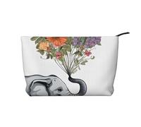Trousse de toilette de voyage en cuir avec fermeture éclair, motif éléphant et fleur, trousse de maquillage pour femme, petite trousse de maquillage pour sac à main, trousse de voyage portable, sac ca