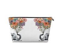Trousse de toilette de voyage en cuir avec fermeture éclair, motif éléphant et fleur, trousse de maquillage pour femme, petite trousse de maquillage pour sac à main, trousse de voyage portable, sac ca