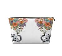 Trousse de toilette de voyage en cuir avec fermeture éclair, motif éléphant et fleur, trousse de maquillage pour femme, petite trousse de maquillage pour sac à main, trousse de voyage portable, sac ca