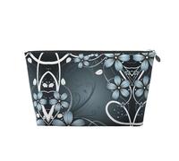Trousse de toilette de voyage en cuir avec fleur bleue - Trousse de maquillage de voyage pour femme/homme, Argenté., Taille unique