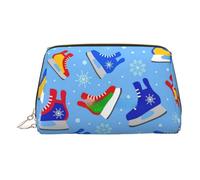 Trousse de toilette de voyage en cuir avec impression créative d'éléments de hockey pour femme