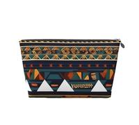 Trousse de toilette de voyage en cuir avec motifs ethniques africains pour femmes, trousse de voyage pour articles de toilette, trousse de maquillage, Argenté., Taille unique, Trousse de toilette