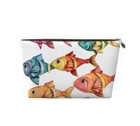 Trousse de toilette de voyage en cuir coloré en forme de poisson, un organisateur de maquillage tendance et pratique, doré, Taille unique