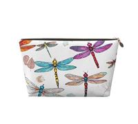 Trousse de toilette de voyage en cuir coloré libellule, un organisateur de maquillage tendance et pratique, doré, Taille unique