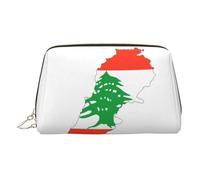 Trousse de toilette de voyage en cuir de qualité supérieure avec motif carte du Liban avec pochette portable étanche ouverte et plate, doré, Taille unique