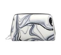 Trousse de toilette de voyage en cuir de qualité supérieure avec pochette étanche et portable ouverte et plate - Peinture noire et blanche, Argenté., Taille unique